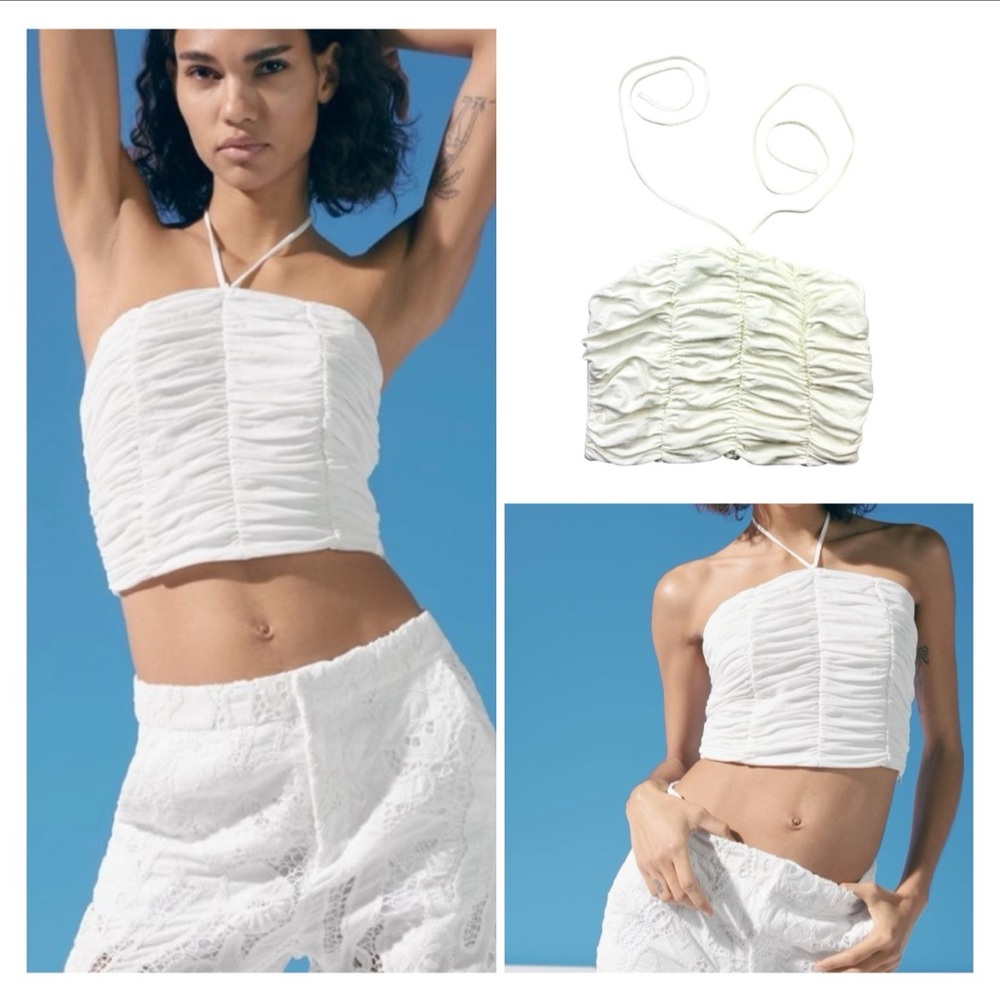 Zara Ruched Halter Neck Crop Top LARGE